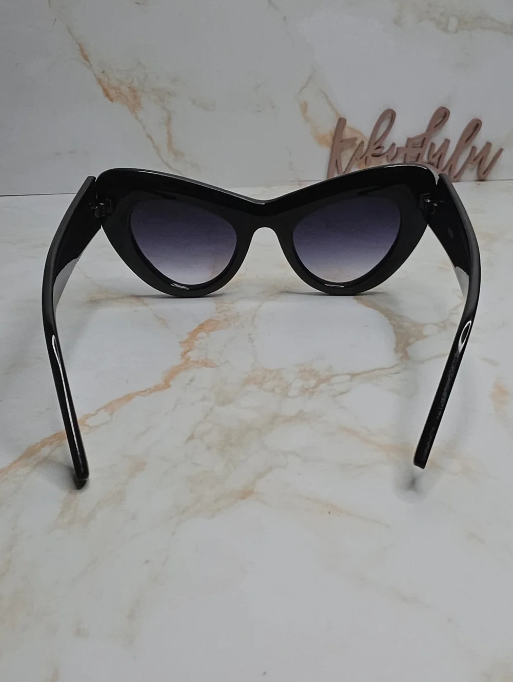 Black Oversized Papillon Cat-Eye Sunglasses